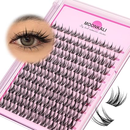 MOONKALI Natural Lash Clusters Wispy Fairy Eyelash Extensions 10-16MM CC Curly Manga Eyelash Clusters 120Pcs Individual Versatile DIY Lash Extension, Black