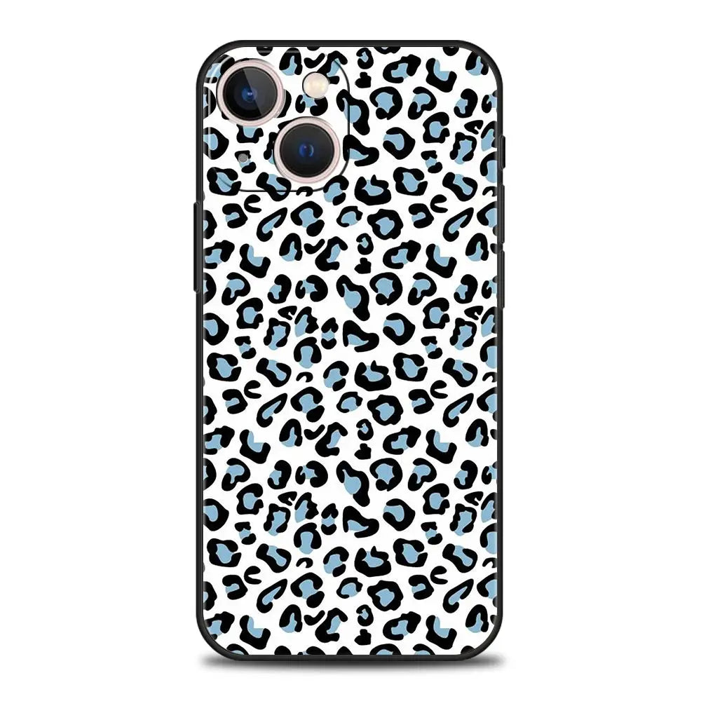 Leopard Cheetah print Luxury Phone Case For iPhone 13 15 14 12 Mini 11 Pro MAX XR X SE XS 7 8 Plus Silicone Protection Cover