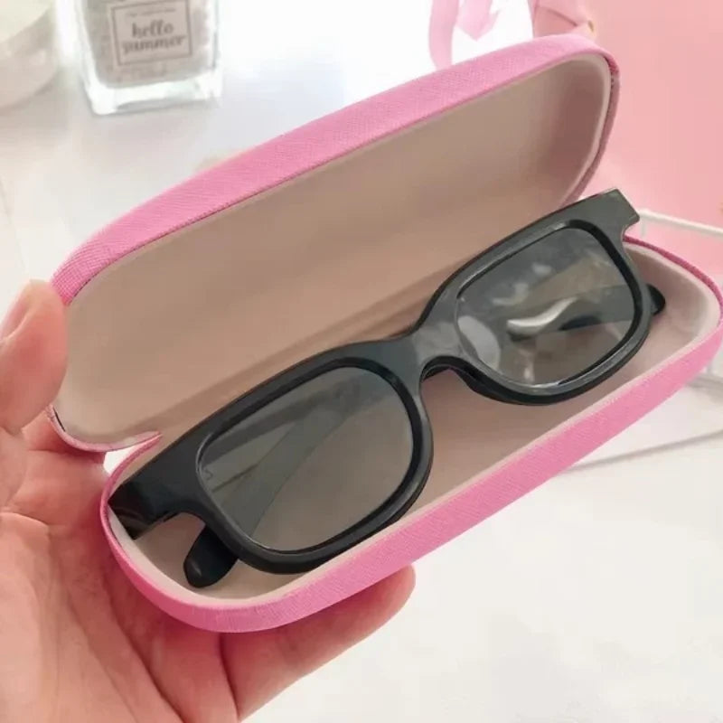 Hello Kitty Glasses Case Cute Sweet Girly Heart Leather Myopia Glasses Case Anti-drop Shockproof Girls' Storage Case Gift