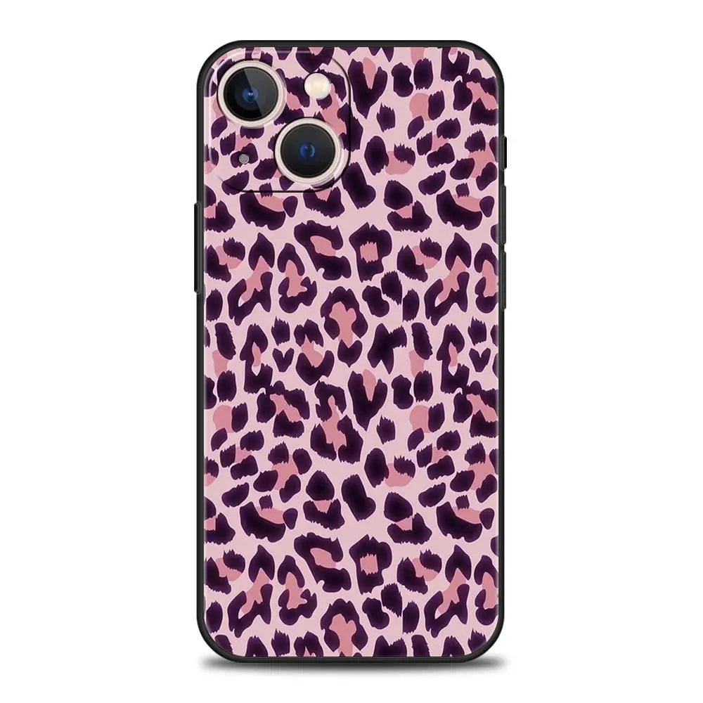 Leopard Cheetah print Luxury Phone Case For iPhone 13 15 14 12 Mini 11 Pro MAX XR X SE XS 7 8 Plus Silicone Protection Cover