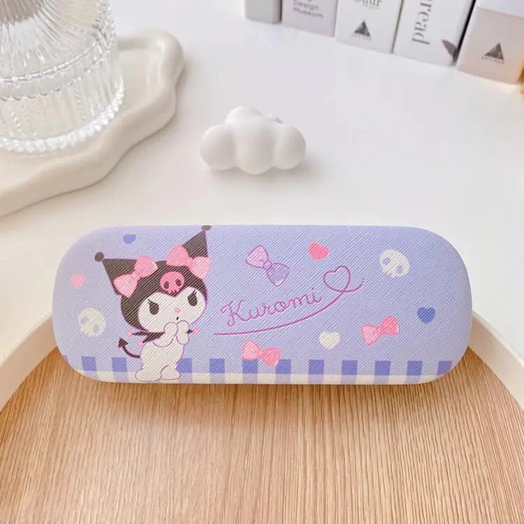 Hello Kitty Glasses Case Cute Sweet Girly Heart Leather Myopia Glasses Case Anti-drop Shockproof Girls' Storage Case Gift