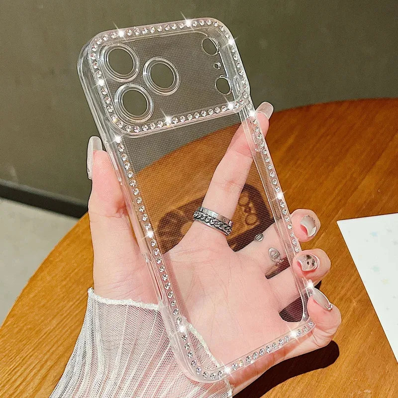 Silicone Diamond Phone Cases For iPhone 17 17Air Air 17Pro Pro Max 17ProMax ProMax Case Soft Transparent Cover Carcase Fundas