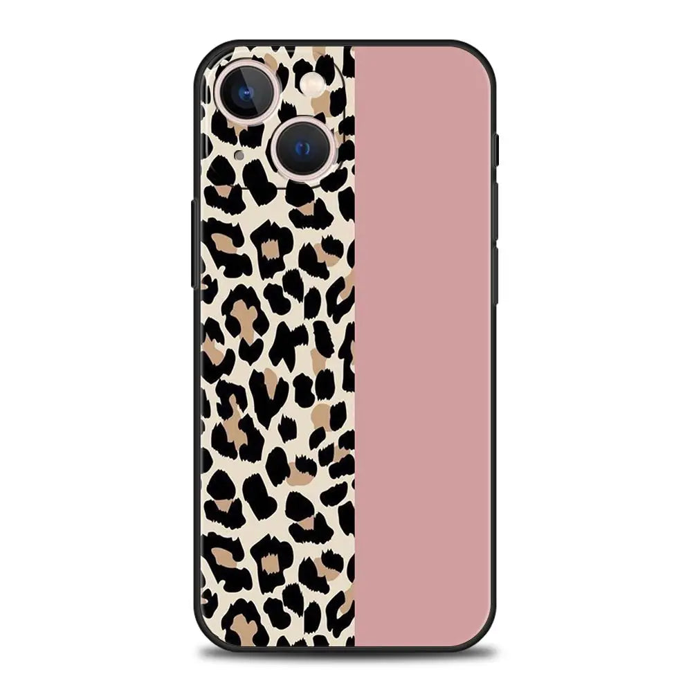 Leopard Cheetah print Luxury Phone Case For iPhone 13 15 14 12 Mini 11 Pro MAX XR X SE XS 7 8 Plus Silicone Protection Cover