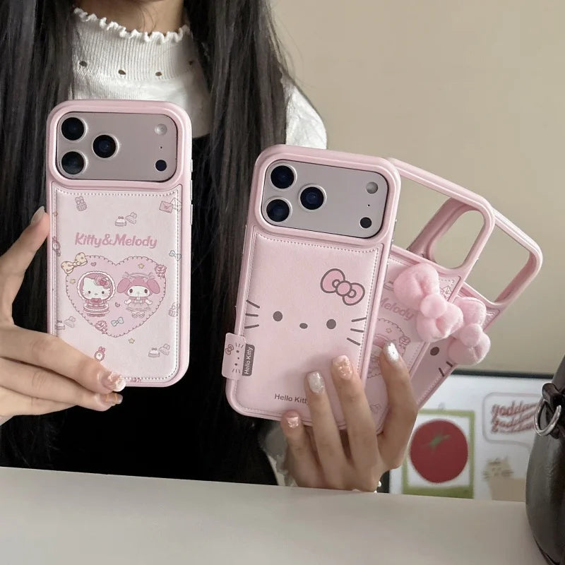 Kawaii Cartoon Love Hello Kitty Cute  My Melody My Melody Phone Case For iPhone 14 15 16 17 Pro Max Sweet Pink Kitty Back Cover