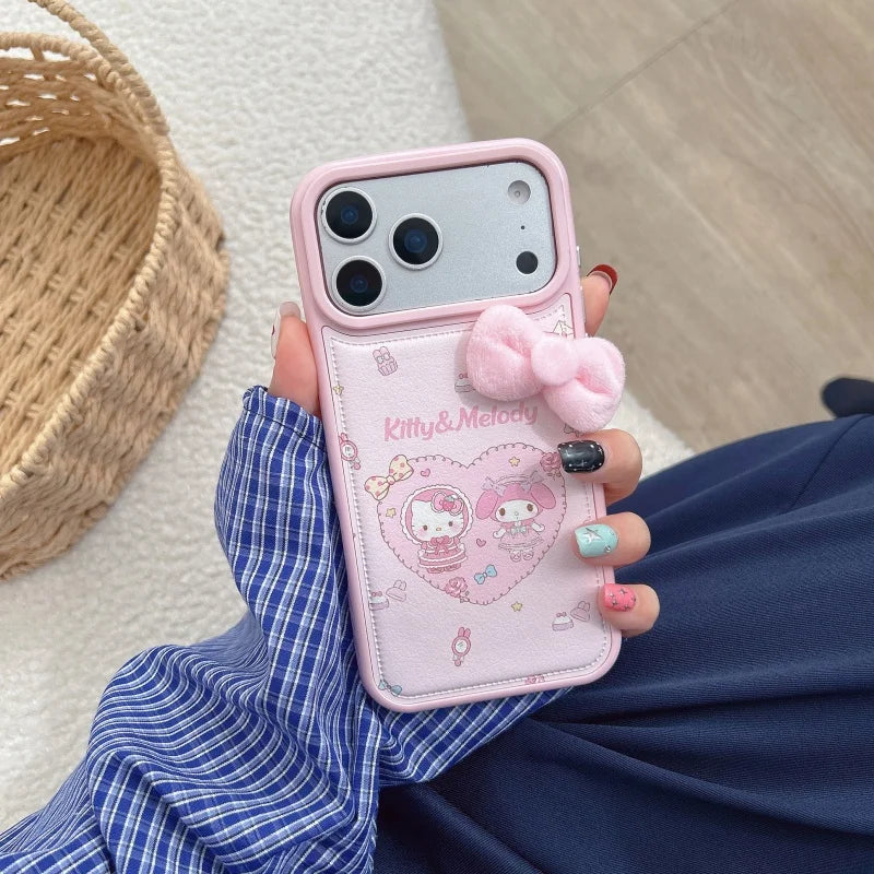 Kawaii Cartoon Love Hello Kitty Cute  My Melody My Melody Phone Case For iPhone 14 15 16 17 Pro Max Sweet Pink Kitty Back Cover