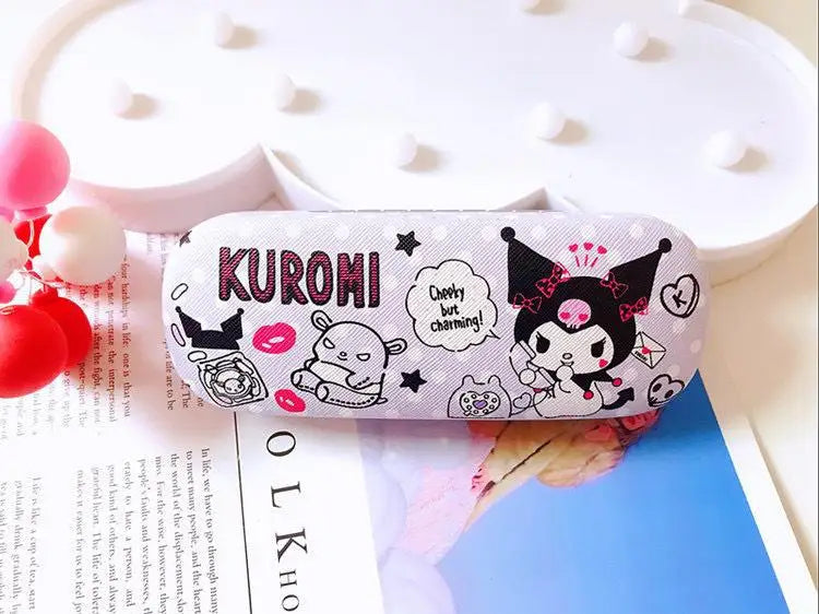 Hello Kitty Glasses Case Cute Sweet Girly Heart Leather Myopia Glasses Case Anti-drop Shockproof Girls' Storage Case Gift
