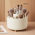 360° Rotating Makeup Organizer - 1pc Plastic Cosmetic Storage with 5 Compartments - Multi-Functional Holder for Brushes