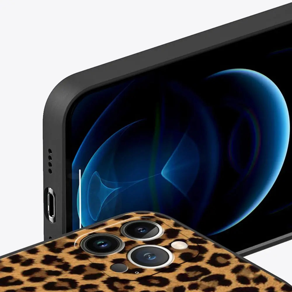 Leopard Cheetah print Luxury Phone Case For iPhone 13 15 14 12 Mini 11 Pro MAX XR X SE XS 7 8 Plus Silicone Protection Cover