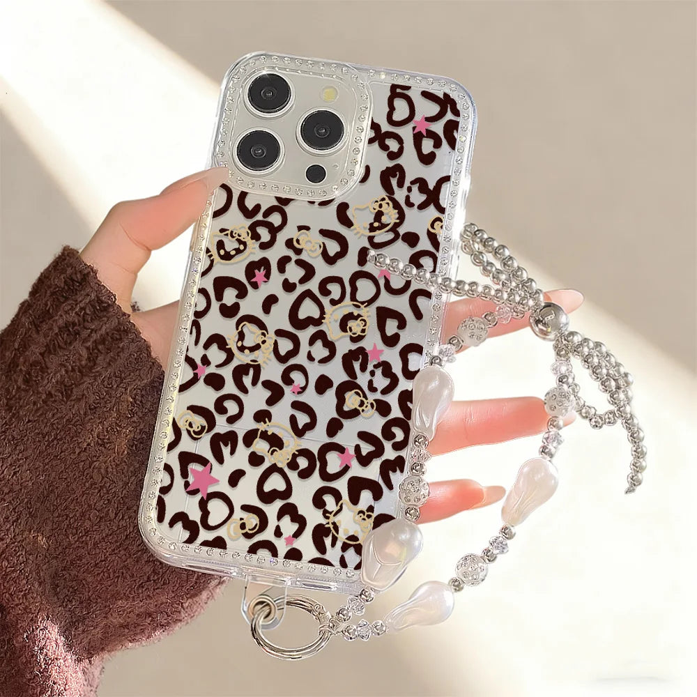 Heart-Shaped Leopard Print Phone Case For iPhone 16 Pro Max 17 Pro 13 16 14 15 17 12 Air 11 Shockproof Funda Cover Transparent