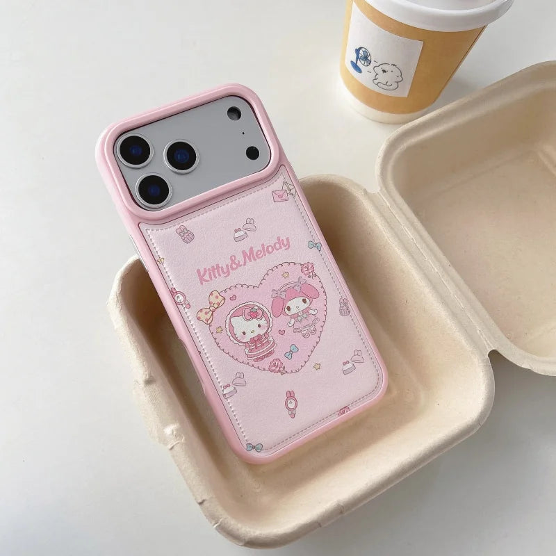 Kawaii Cartoon Love Hello Kitty Cute  My Melody My Melody Phone Case For iPhone 14 15 16 17 Pro Max Sweet Pink Kitty Back Cover
